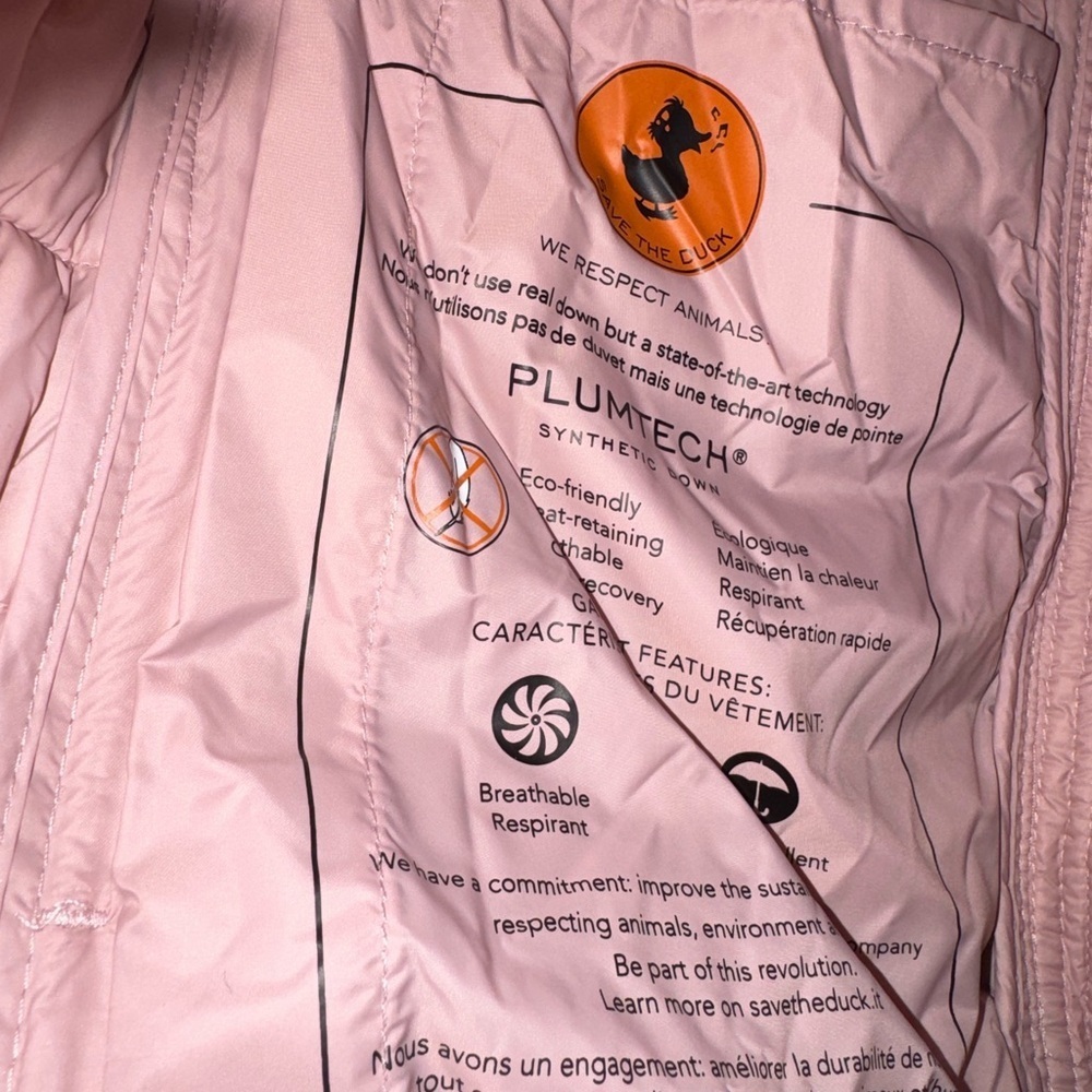 NWT Save The Duck Plumtech Womens Blush Pink Puffer Jacket Vest Size 1 Small - Picture 7 of 16